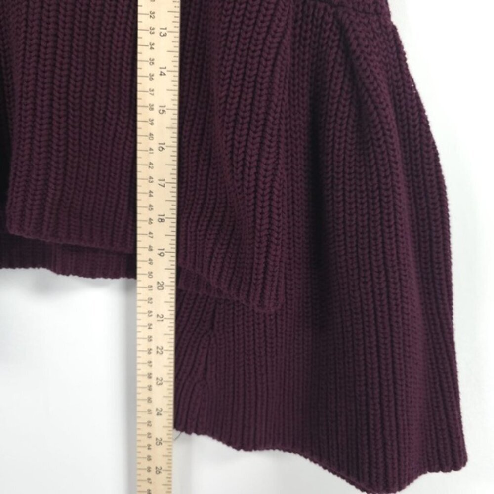 Free People Damsel Sweater Purple Bell Sleeve V Neck Rib Knit Boho Size S/P‎ - Picture 7 of 9